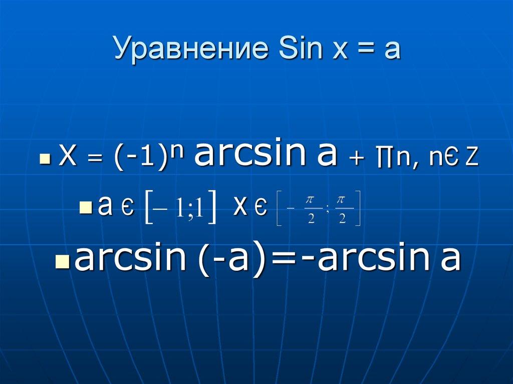 Уравнение Sin x = a