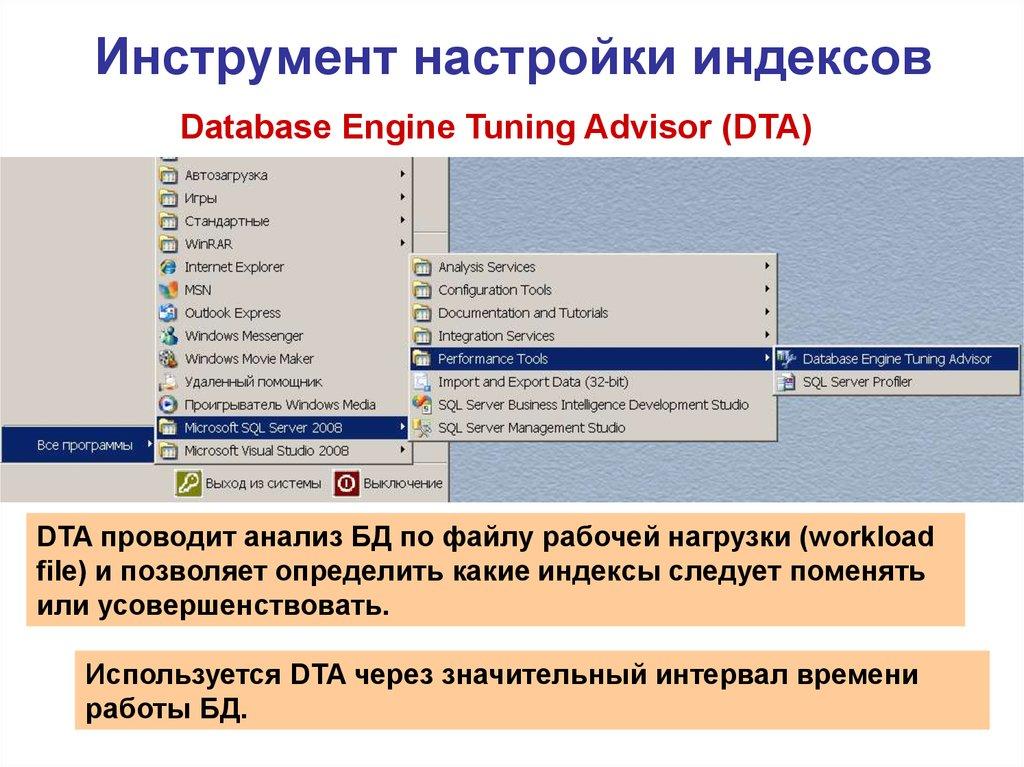 Инструмент настройки индексов