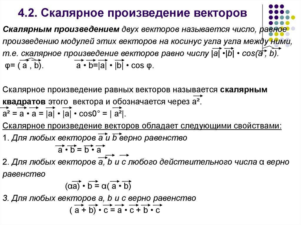 4.2. Скалярное произведение векторов