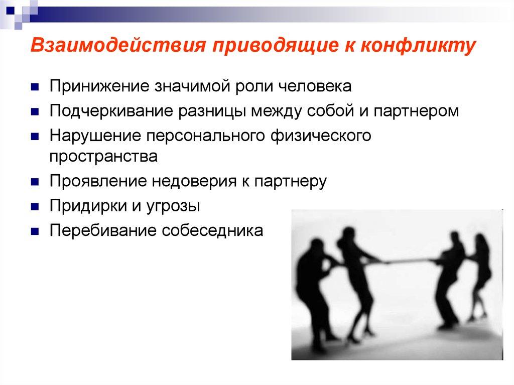 Взаимодействия приводящие к конфликту