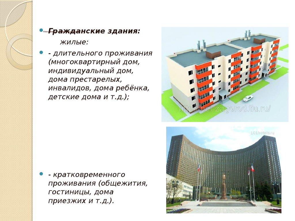 Классификация зданий. По назначению: