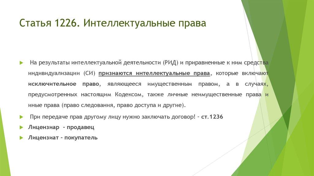 Статья 1226. Интеллектуальные права