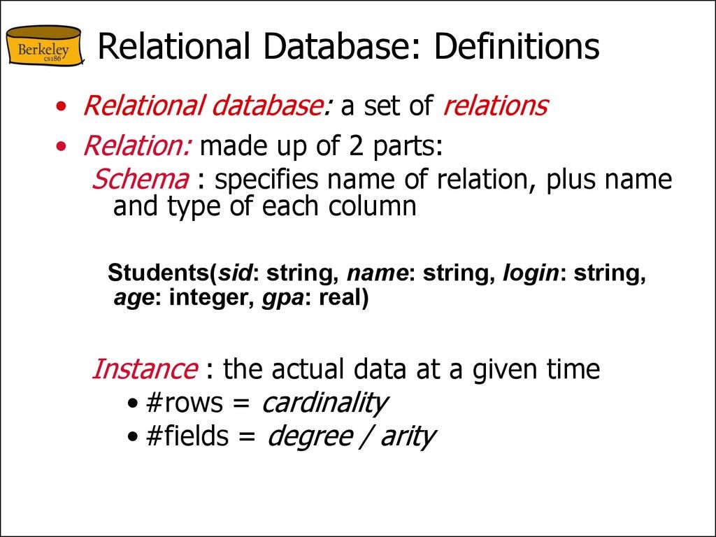Relational Database: Definitions