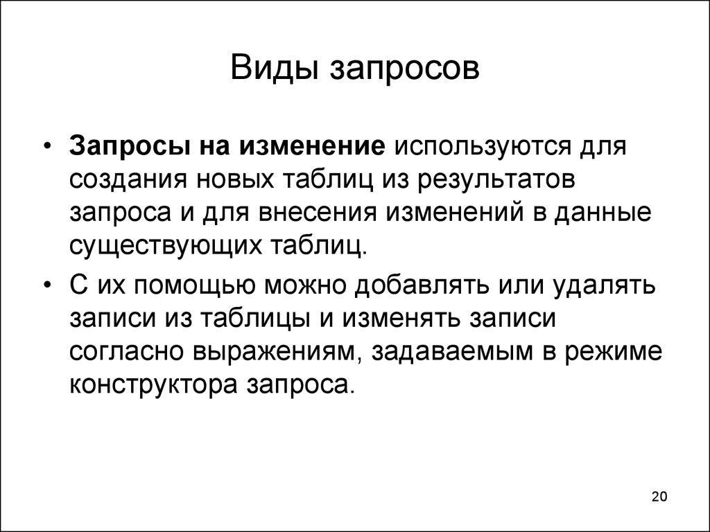 Виды запросов