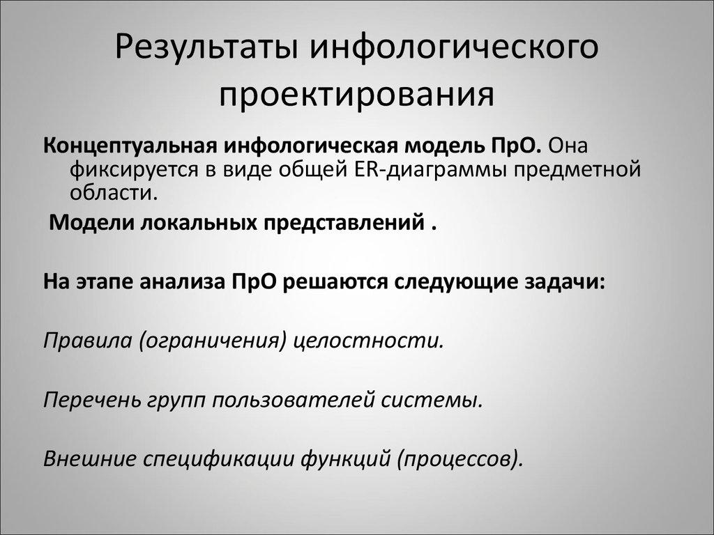 Результаты инфологического проектирования