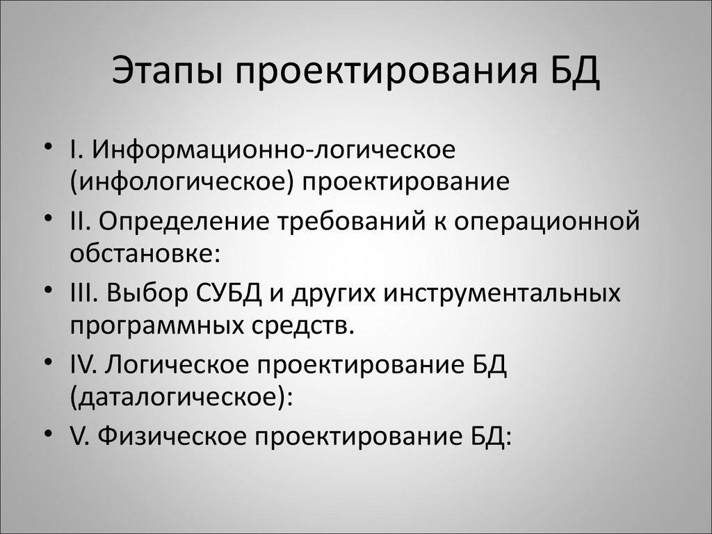 Этапы проектирования БД