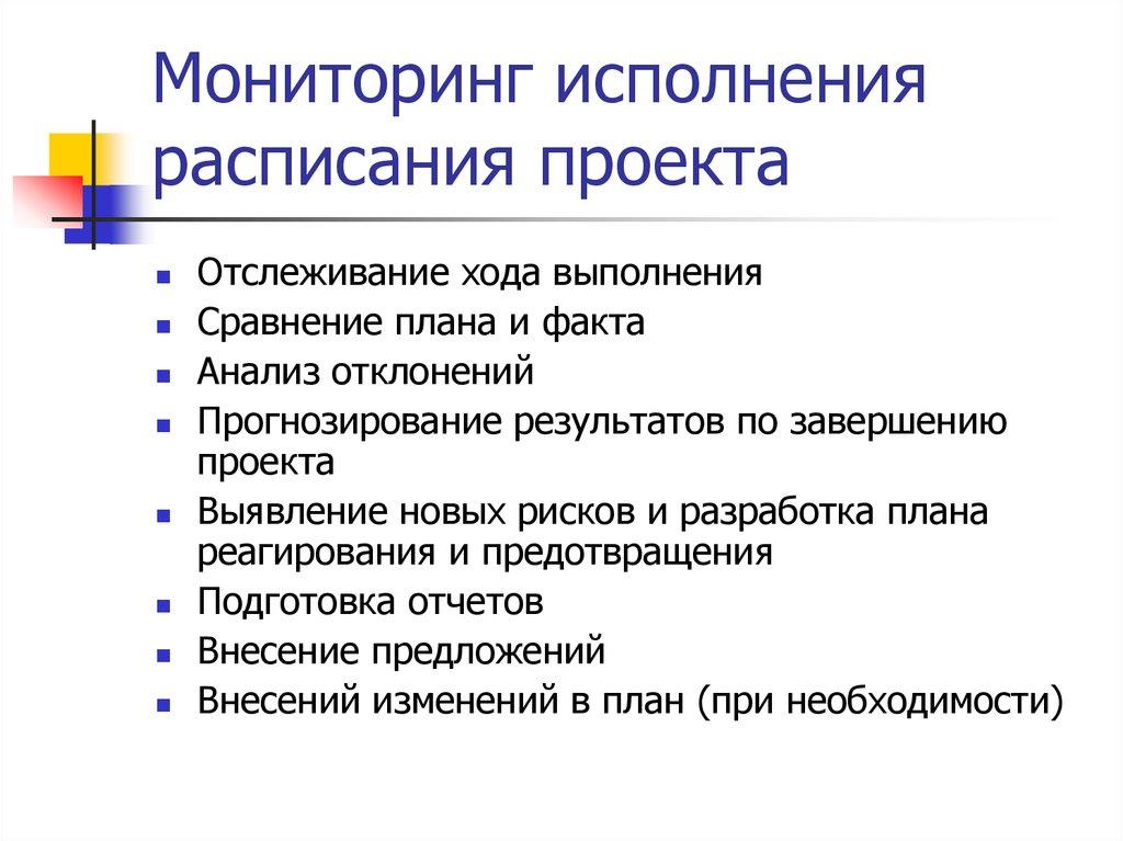 Мониторинг исполнения расписания проекта