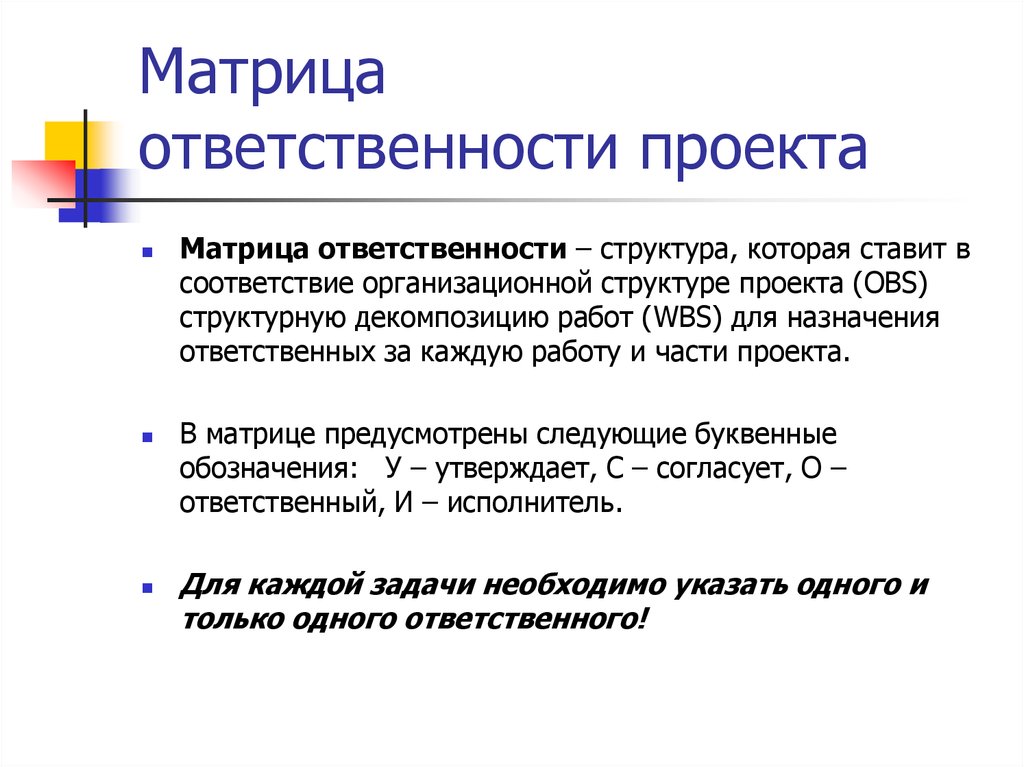 Матрица ответственности проекта