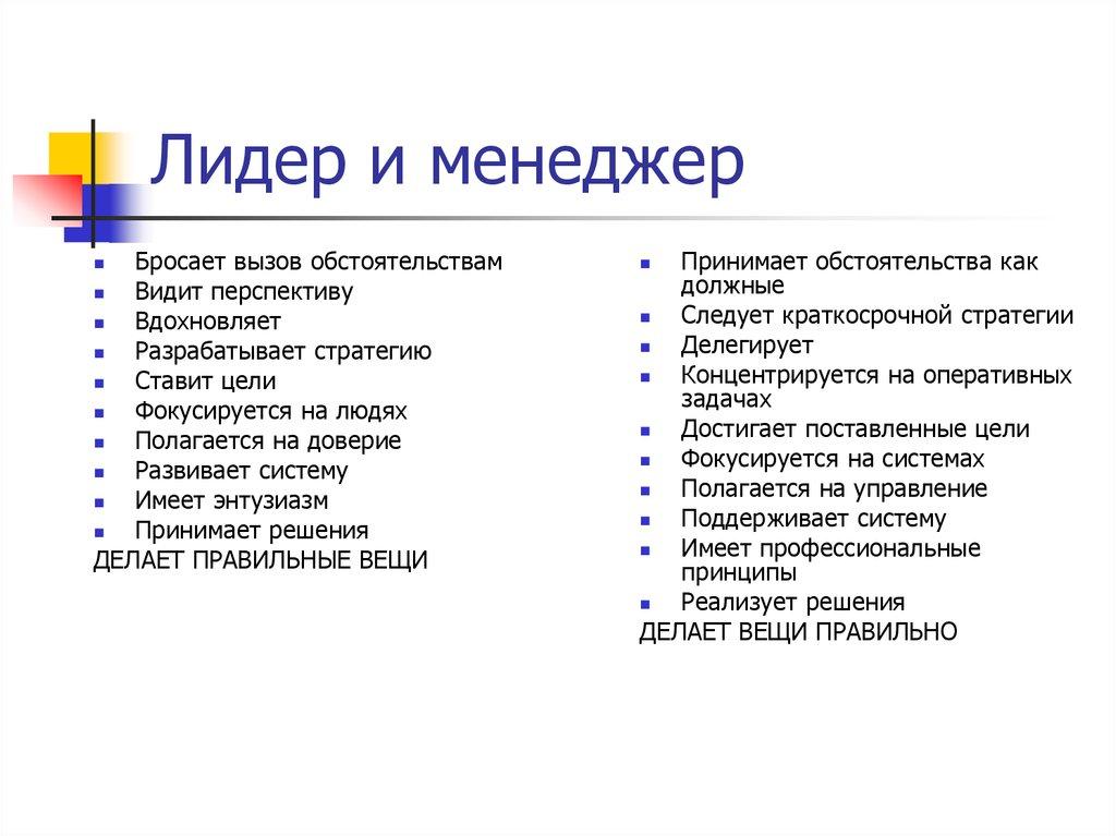 Лидер и менеджер