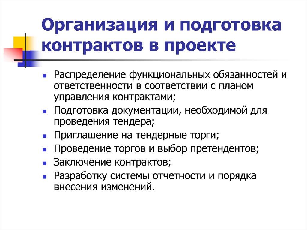 Организация и подготовка контрактов в проекте