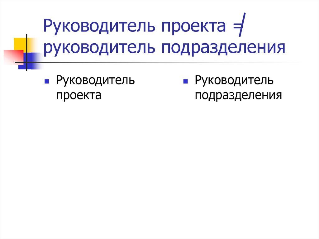 Руководитель проекта = руководитель подразделения
