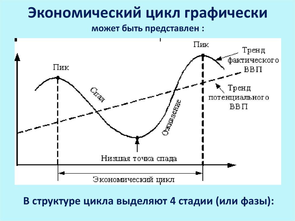 Экономический цикл графически может быть представлен :
