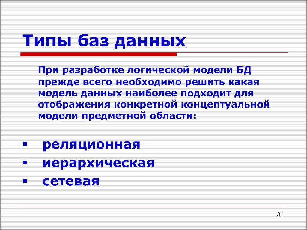Типы баз данных