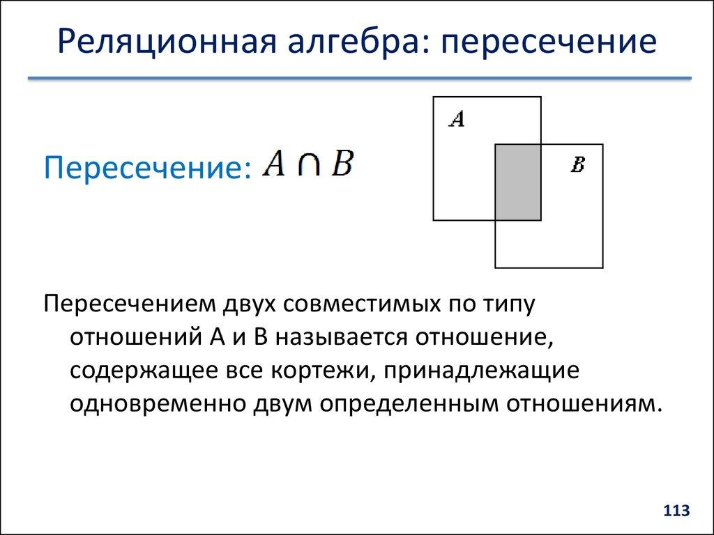 Реляционная алгебра: пересечение