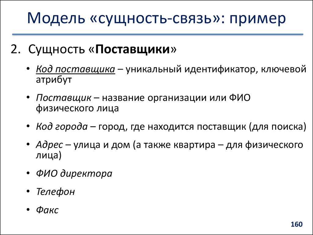 Модель «сущность-связь»: пример