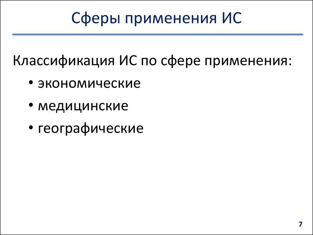Сферы применения ИС