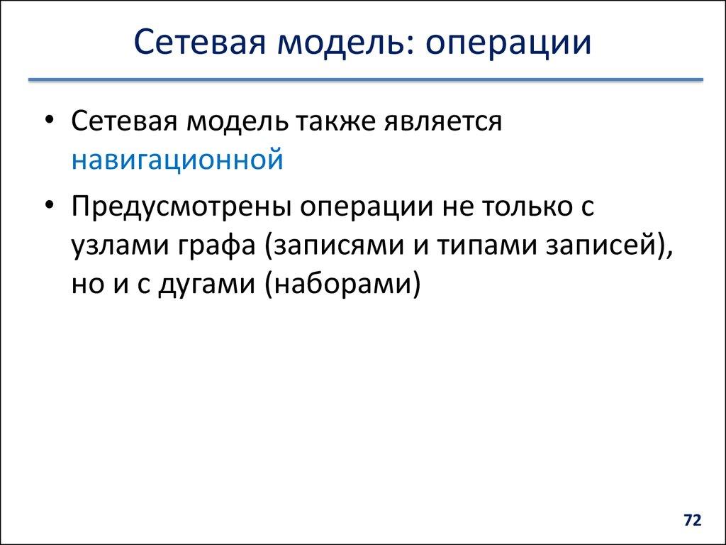 Сетевая модель: операции