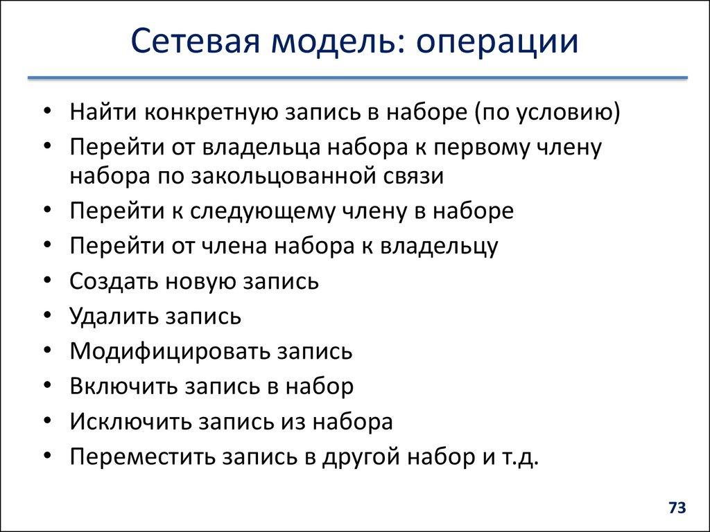 Сетевая модель: операции