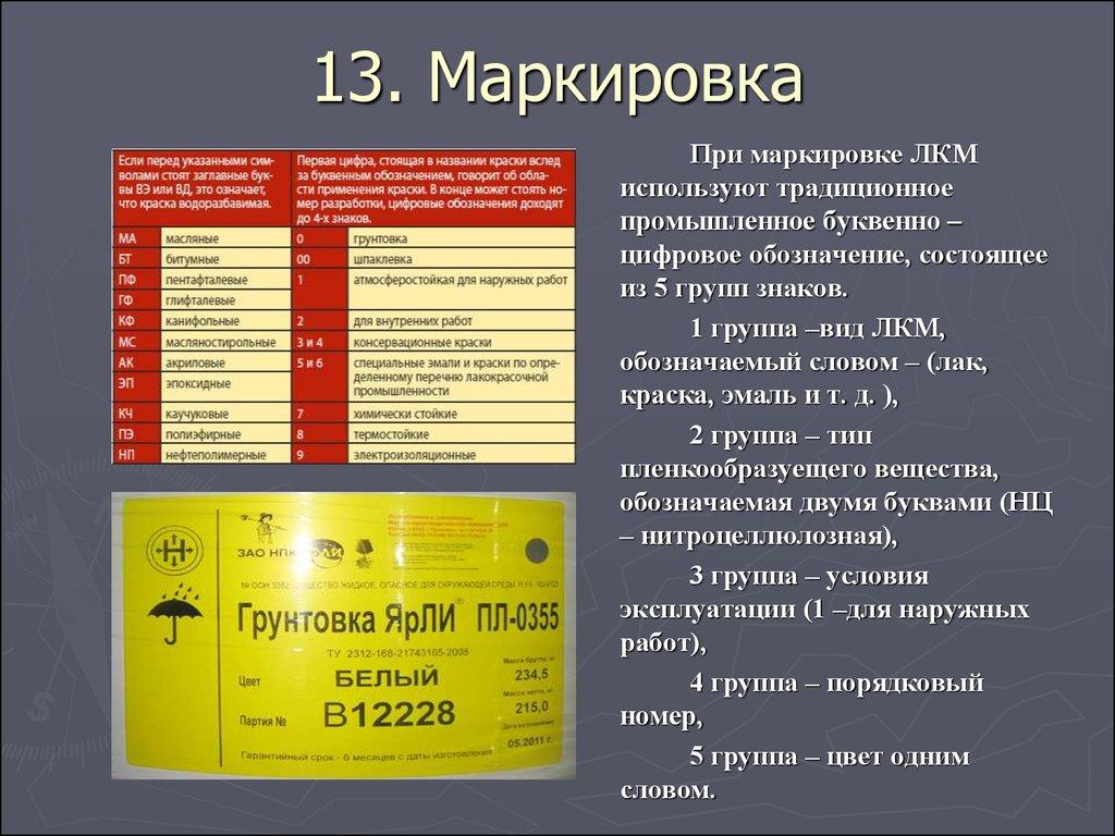 13. Маркировка