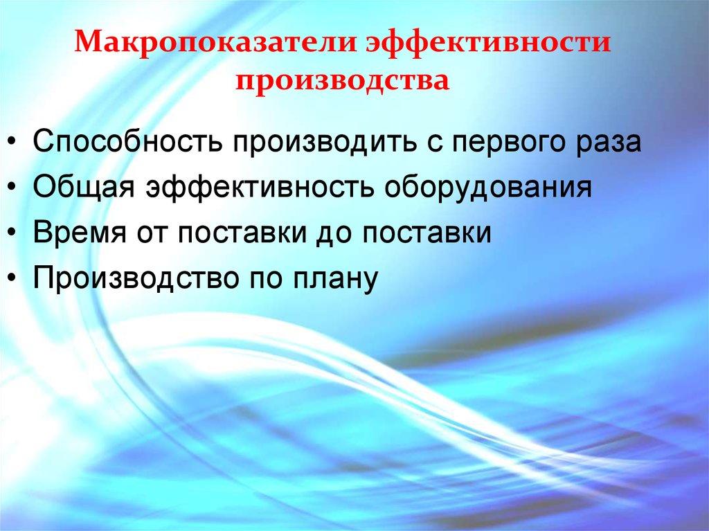 Макропоказатели эффективности производства