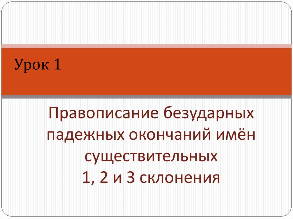 Правописание безударных падежных окончаний имён существительных 1, 2 и 3 склонения