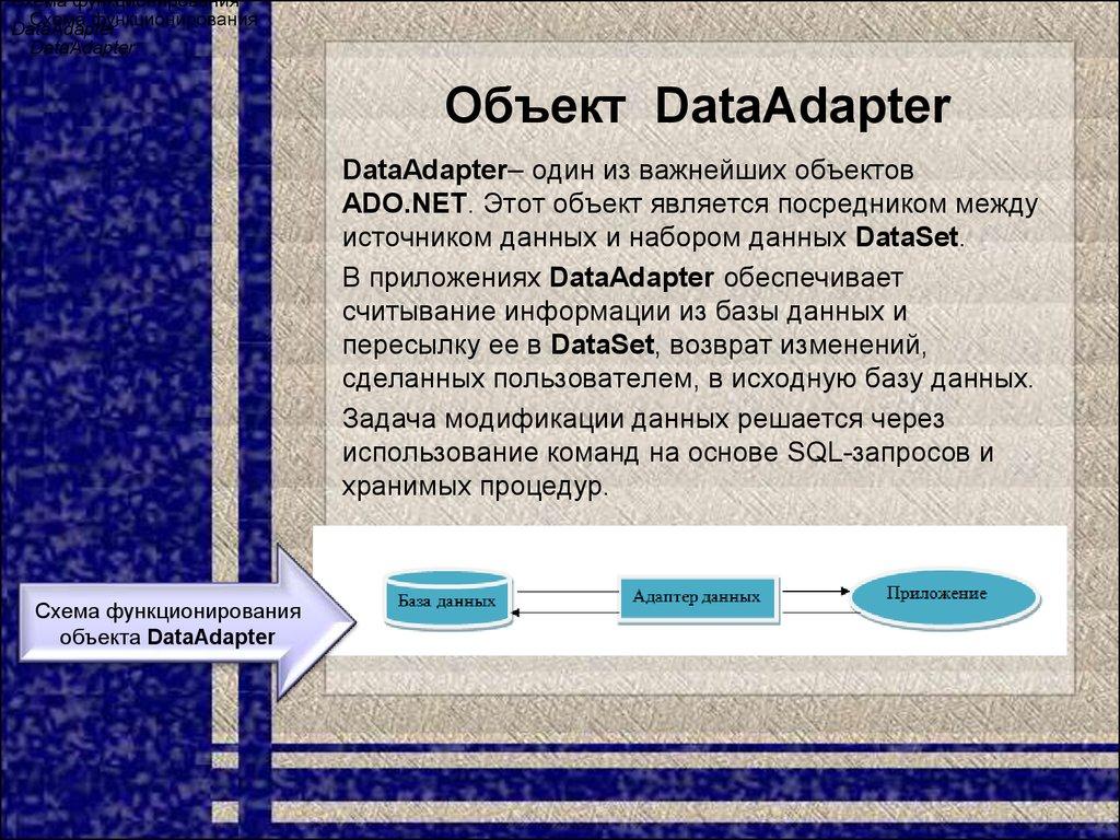 Объект DataAdapter