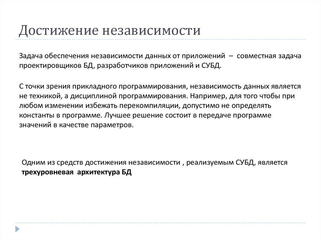 Достижение независимости