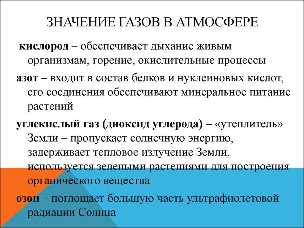 Значение газов в атмосфере