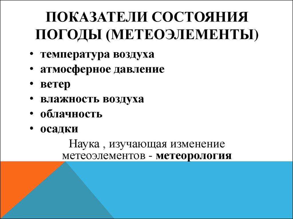 Показатели состояния погоды (метеоэлементы)
