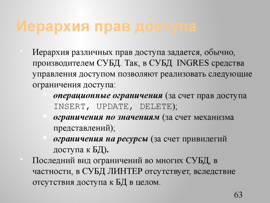 Иерархия прав доступа