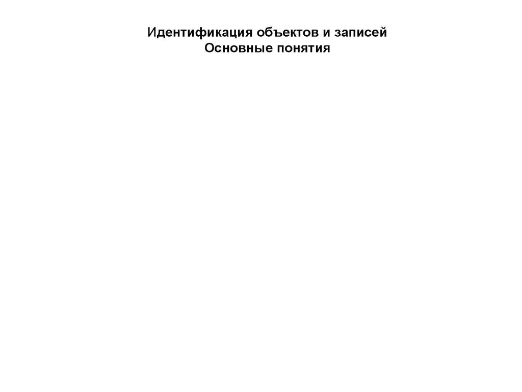 Идентификация объектов и записей Основные понятия