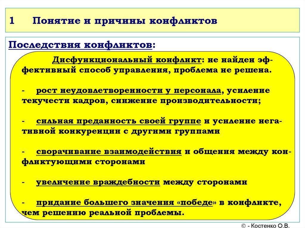 Понятие и причины конфликтов