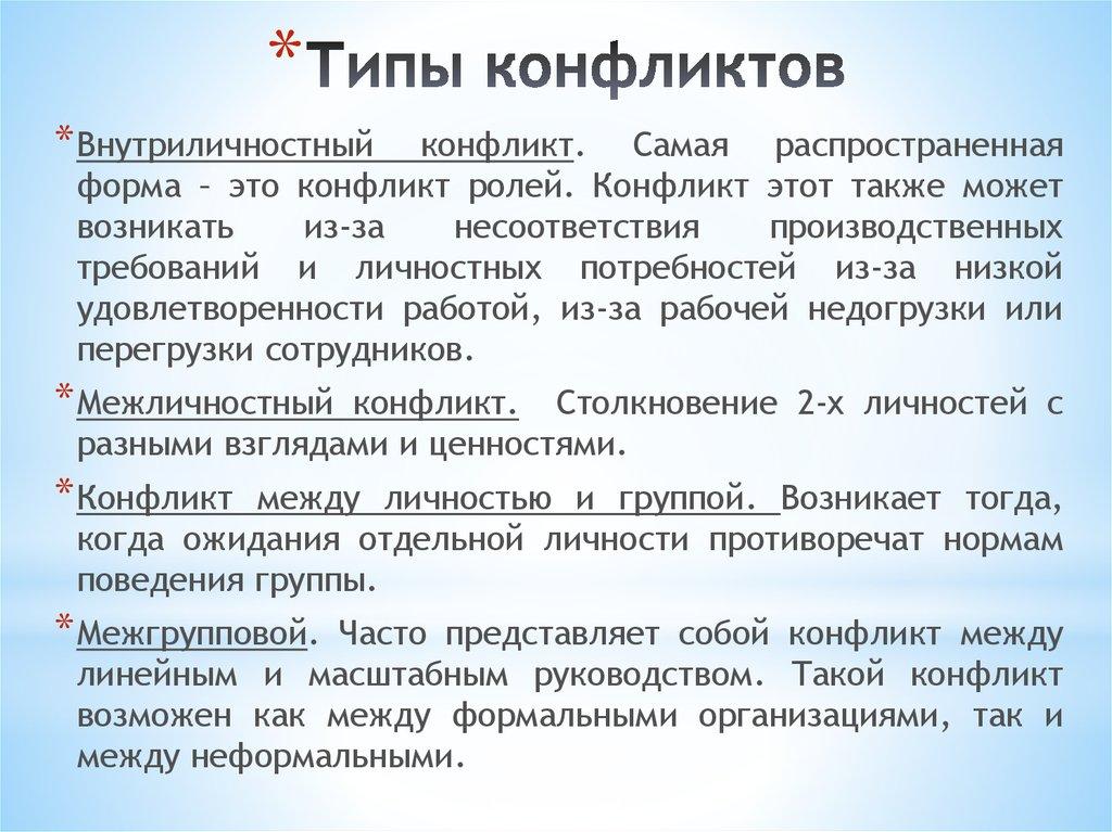 Типы конфликтов