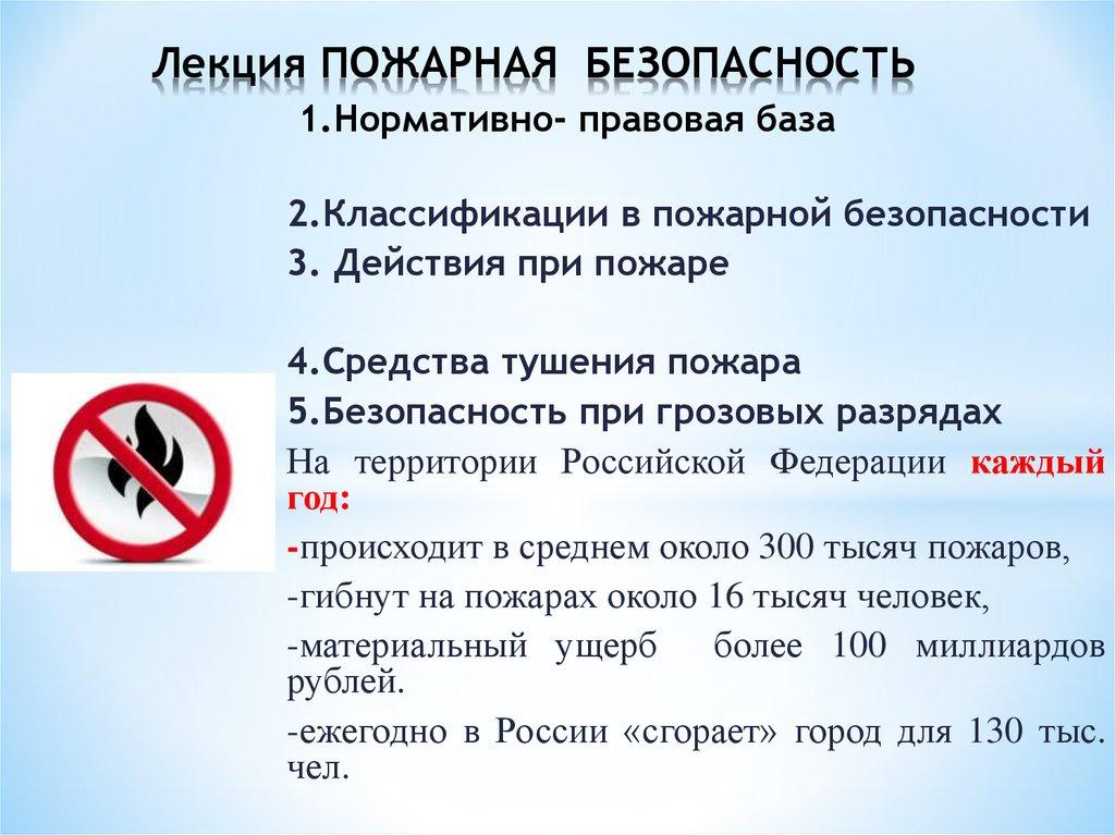 Лекция ПОЖАРНАЯ БЕЗОПАСНОСТЬ