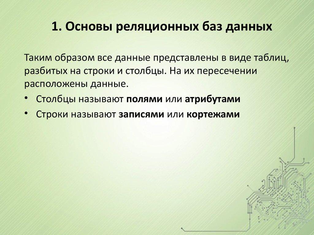 1. Основы реляционных баз данных