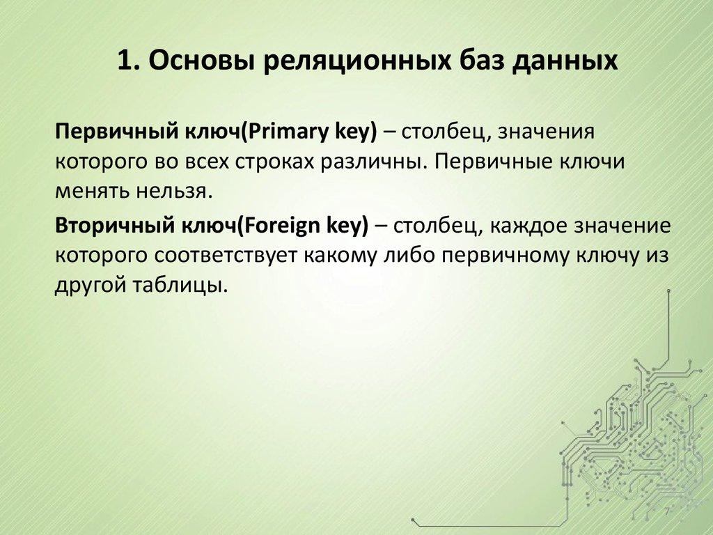 1. Основы реляционных баз данных
