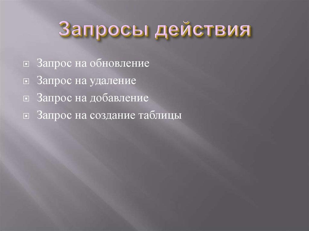 Запросы действия