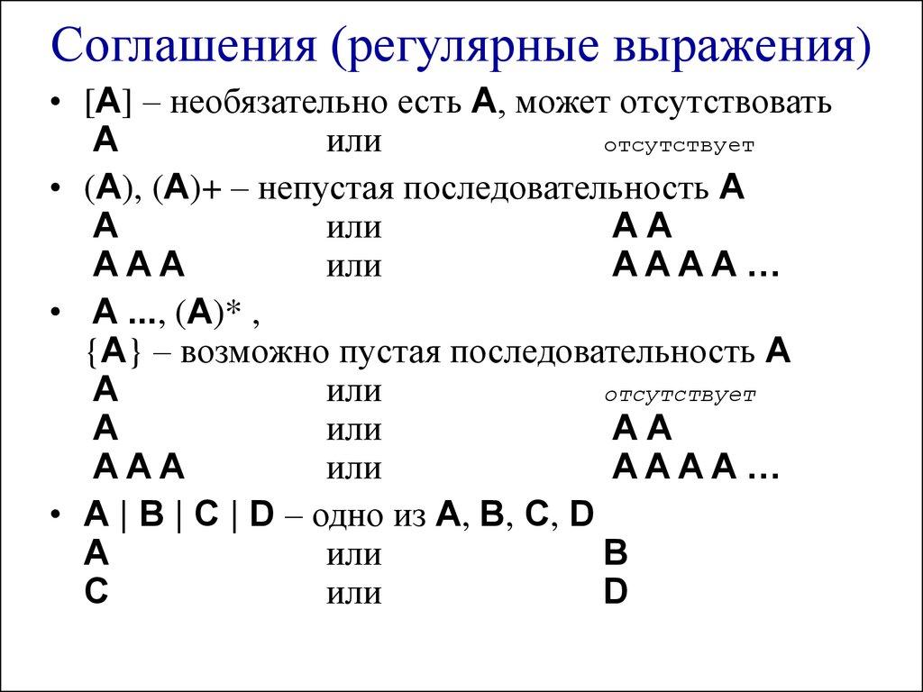 Соглашения (регулярные выражения)