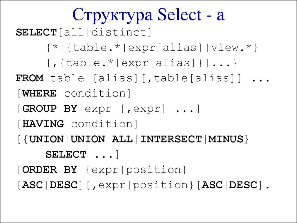 Структура Select - а