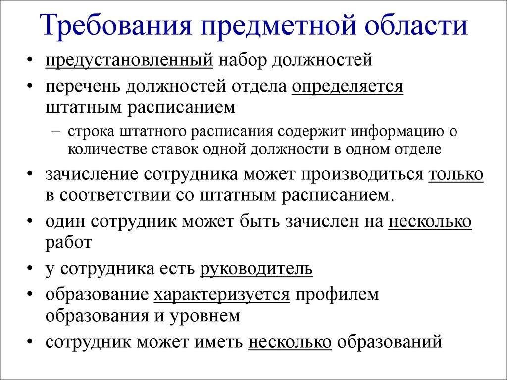 Требования предметной области