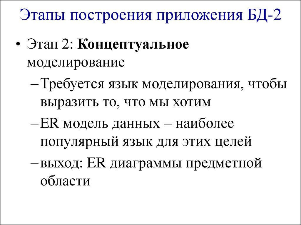 Этапы построения приложения БД-2