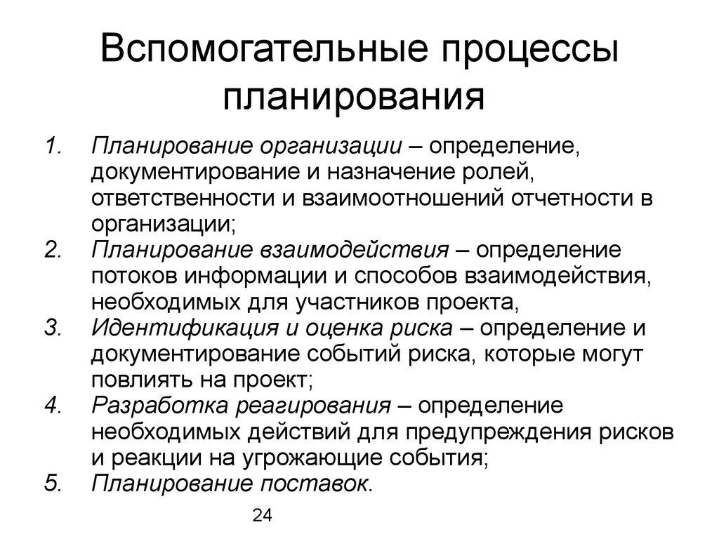 Вспомогательные процессы планирования