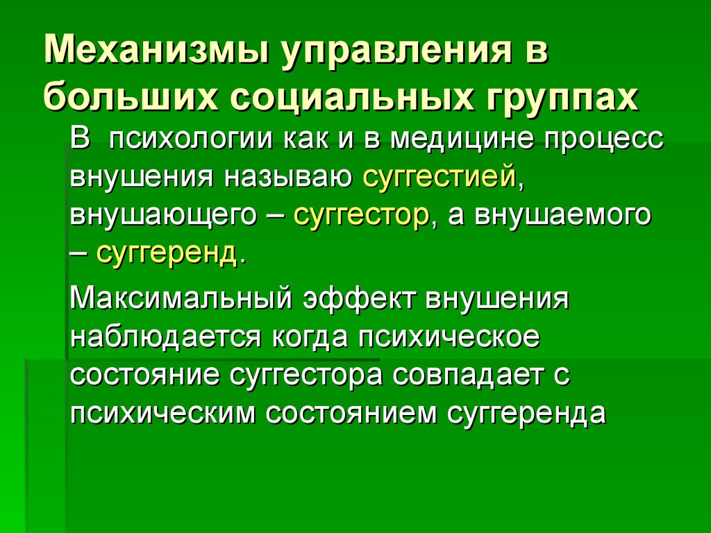 Механизмы управления в больших социальных группах