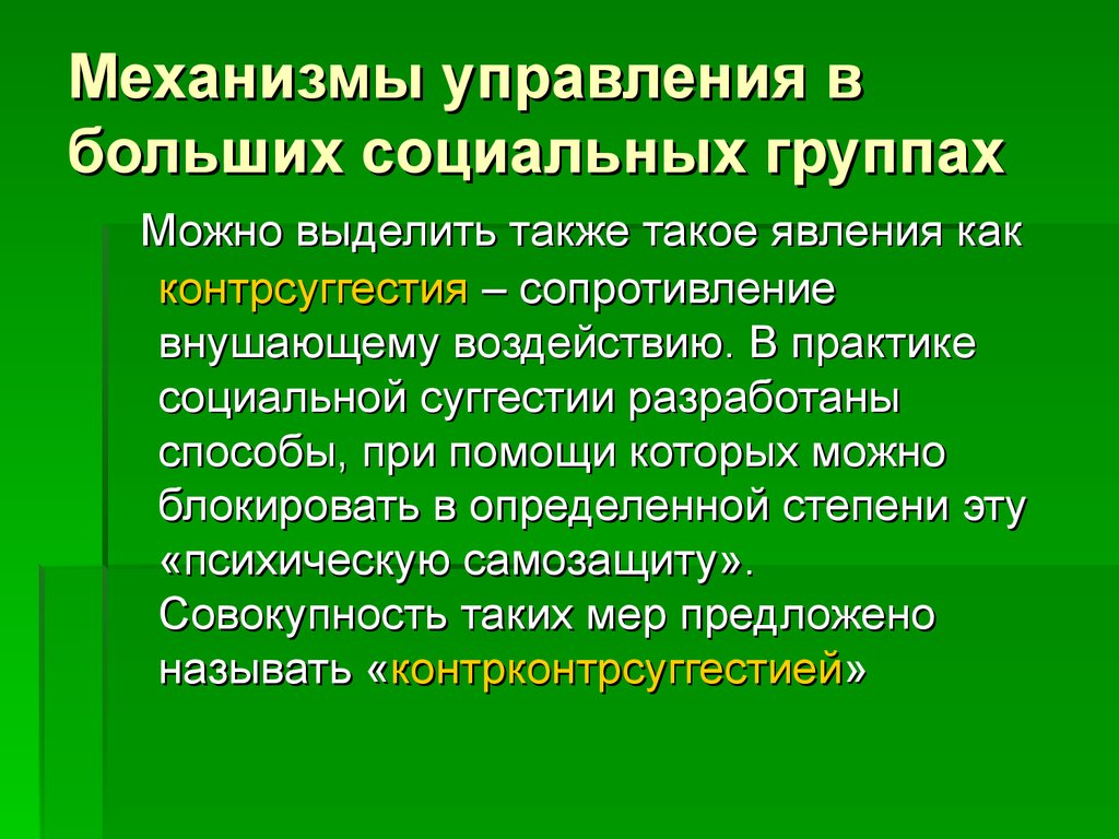 Механизмы управления в больших социальных группах