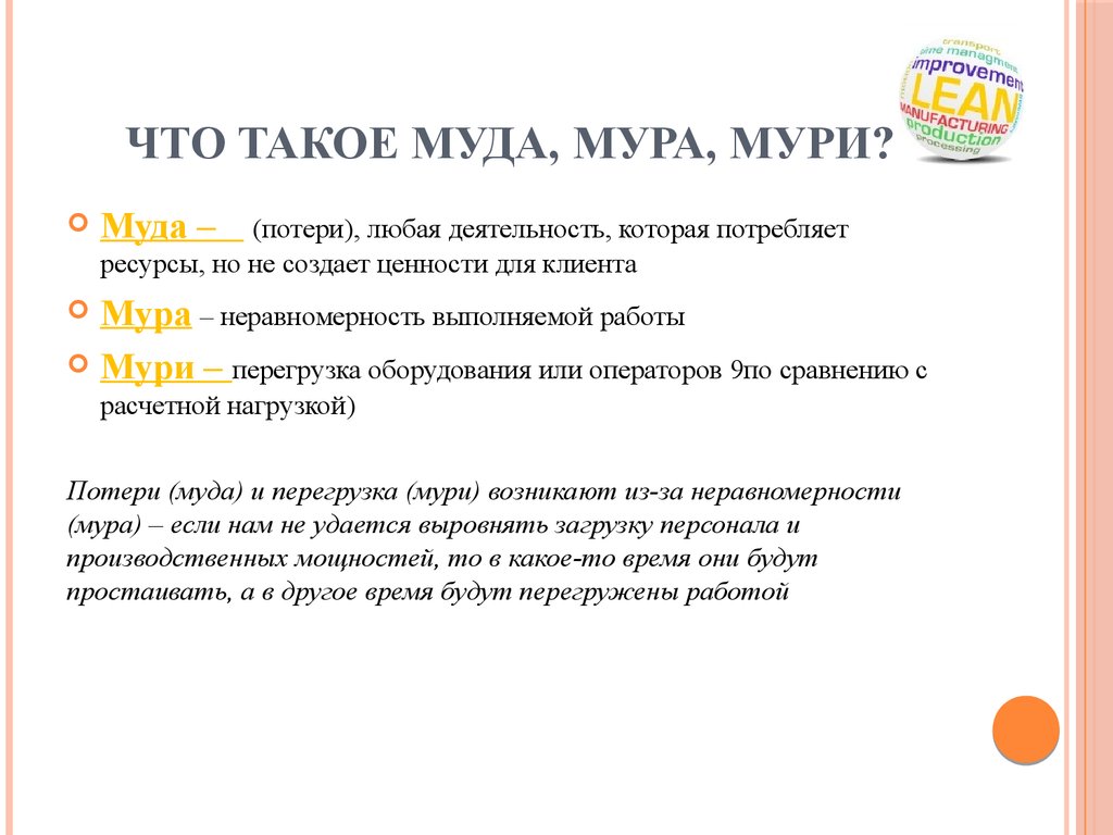 Что такое муда, мура, мури?