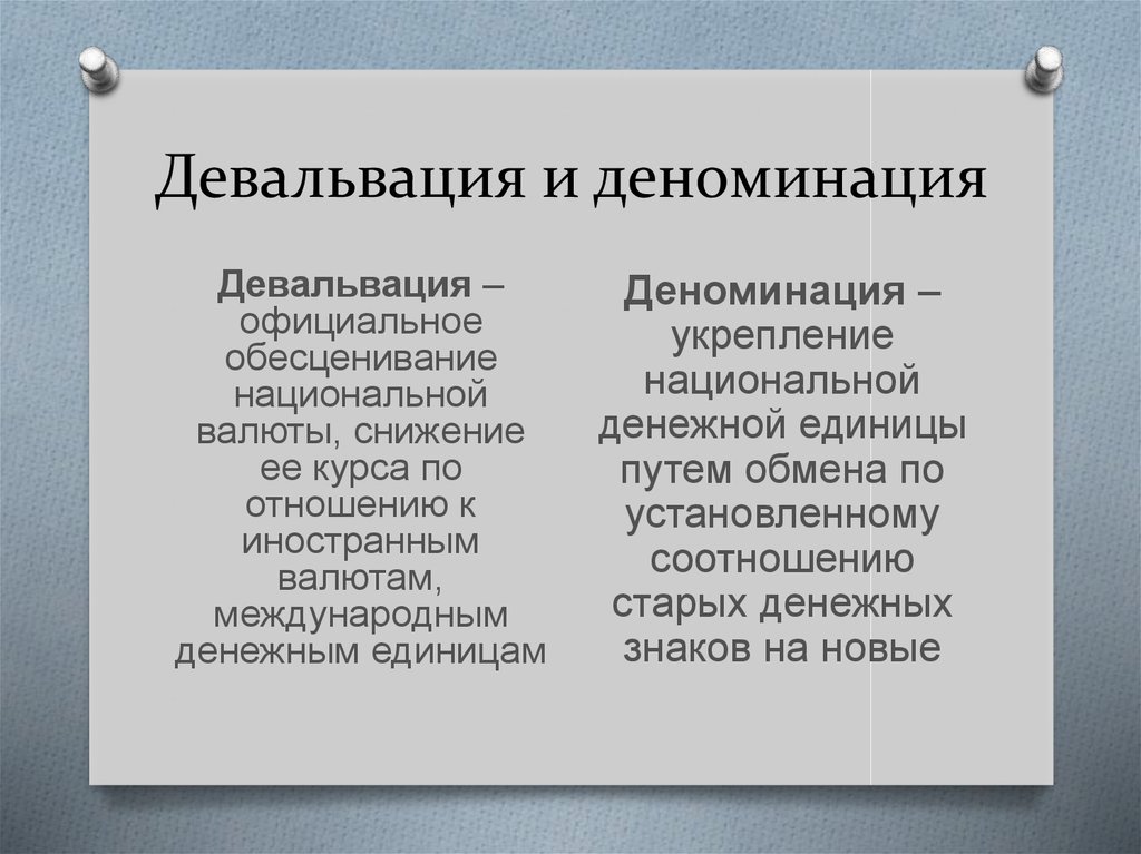 Девальвация и деноминация