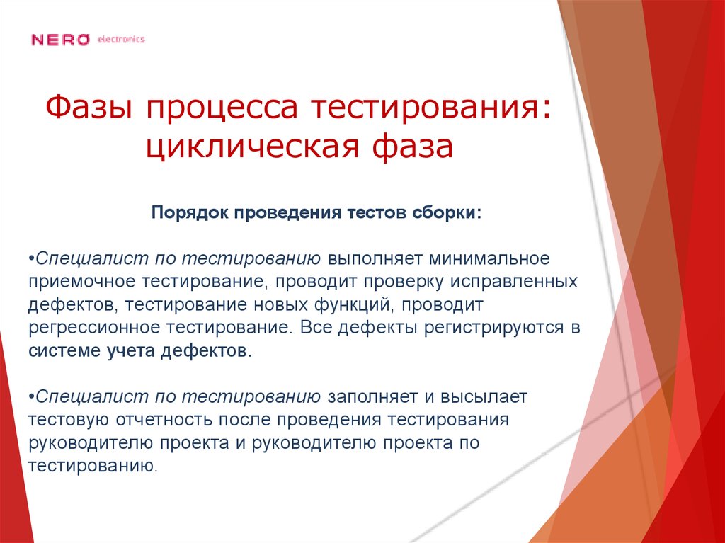 Фазы процесса тестирования: циклическая фаза