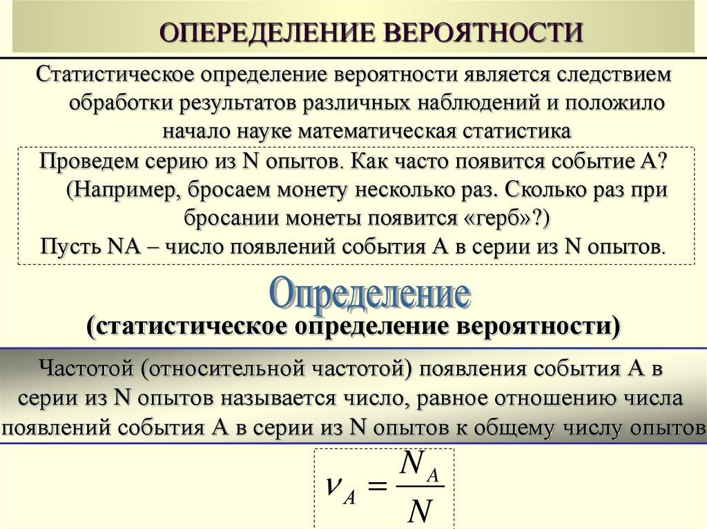 ОПЕРЕДЕЛЕНИЕ ВЕРОЯТНОСТИ