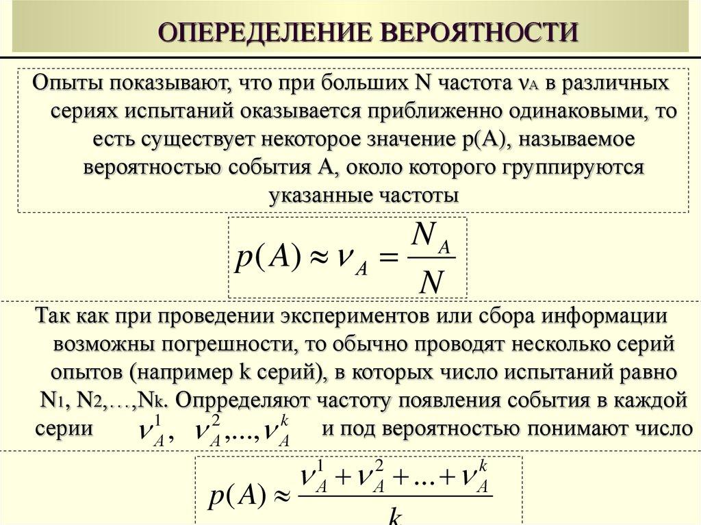 ОПЕРЕДЕЛЕНИЕ ВЕРОЯТНОСТИ