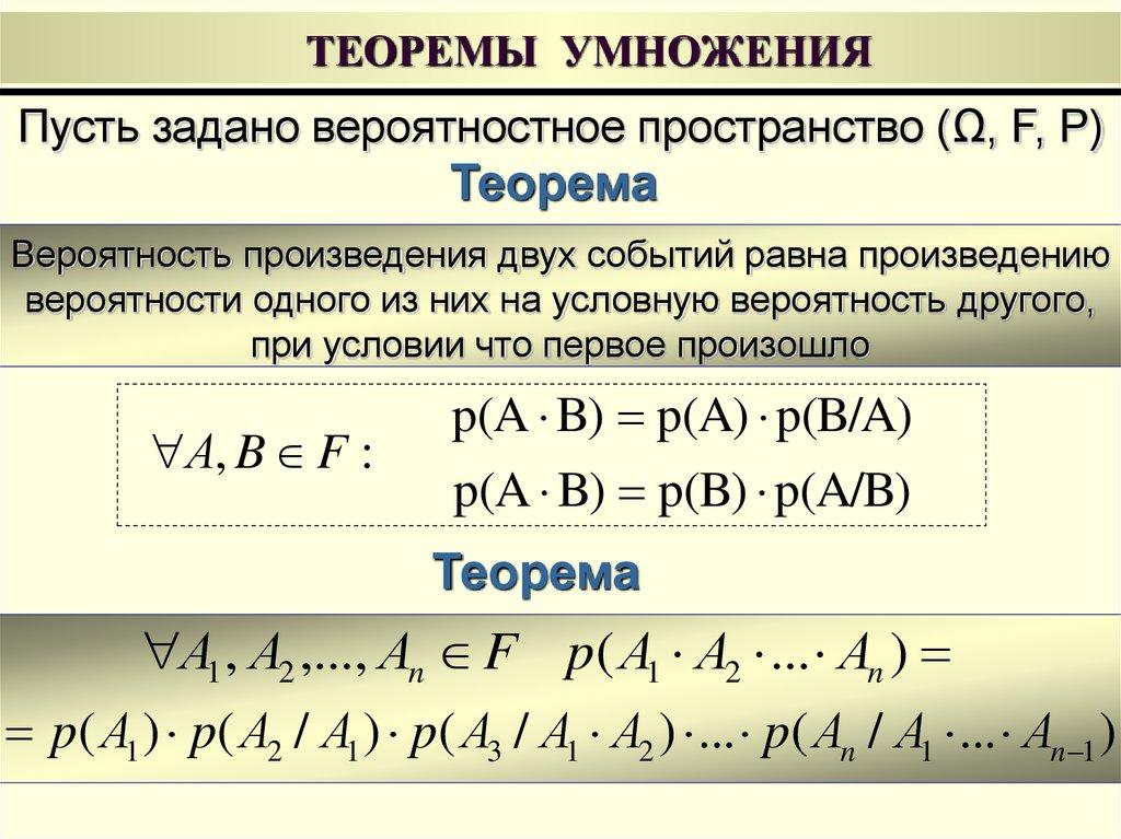 ТЕОРЕМЫ УМНОЖЕНИЯ